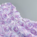 Strapless Lavender Rose Applique Dress H6411