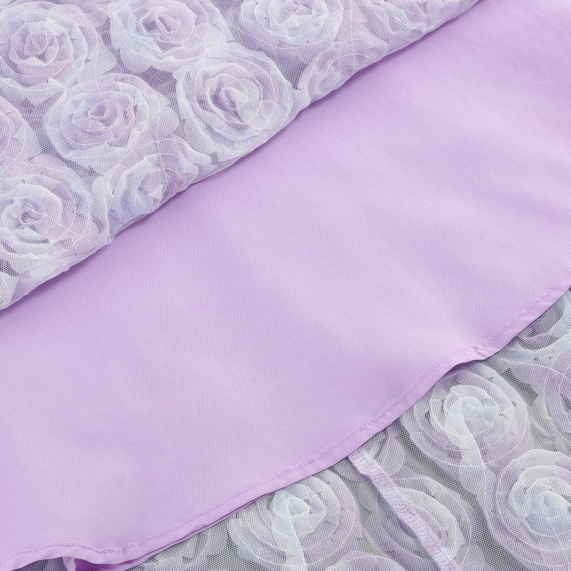 Strapless Lavender Rose Applique Dress H6411