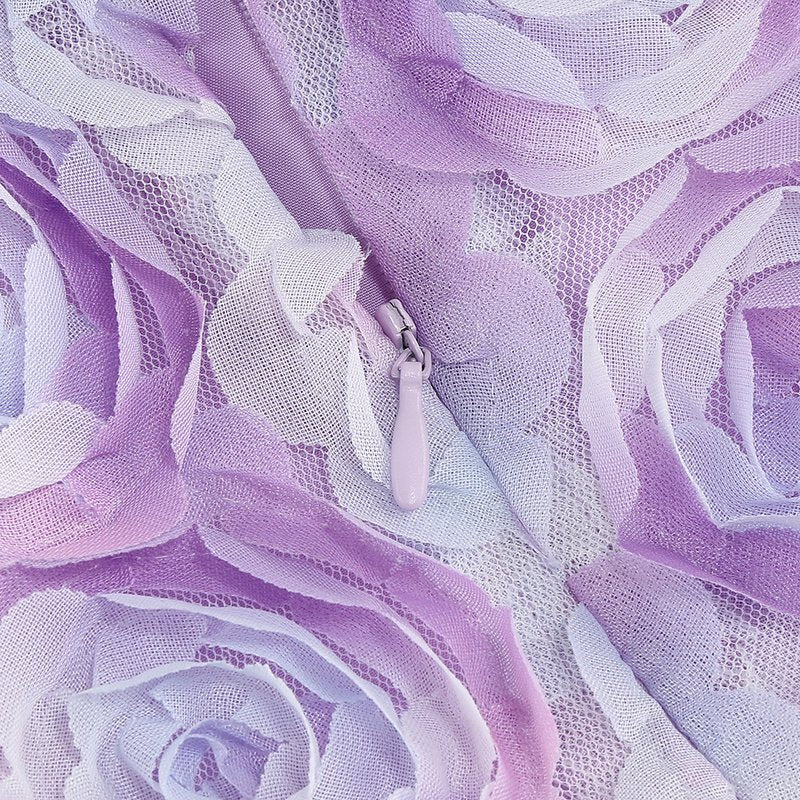 Strapless Lavender Rose Applique Dress H6411