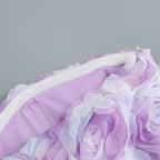 Strapless Lavender Rose Applique Dress H6411