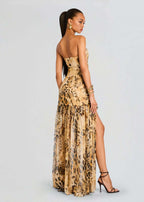 Strapless Leopard Print Maxi Dress H6674