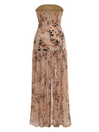 Strapless Leopard Print Maxi Dress H6674
