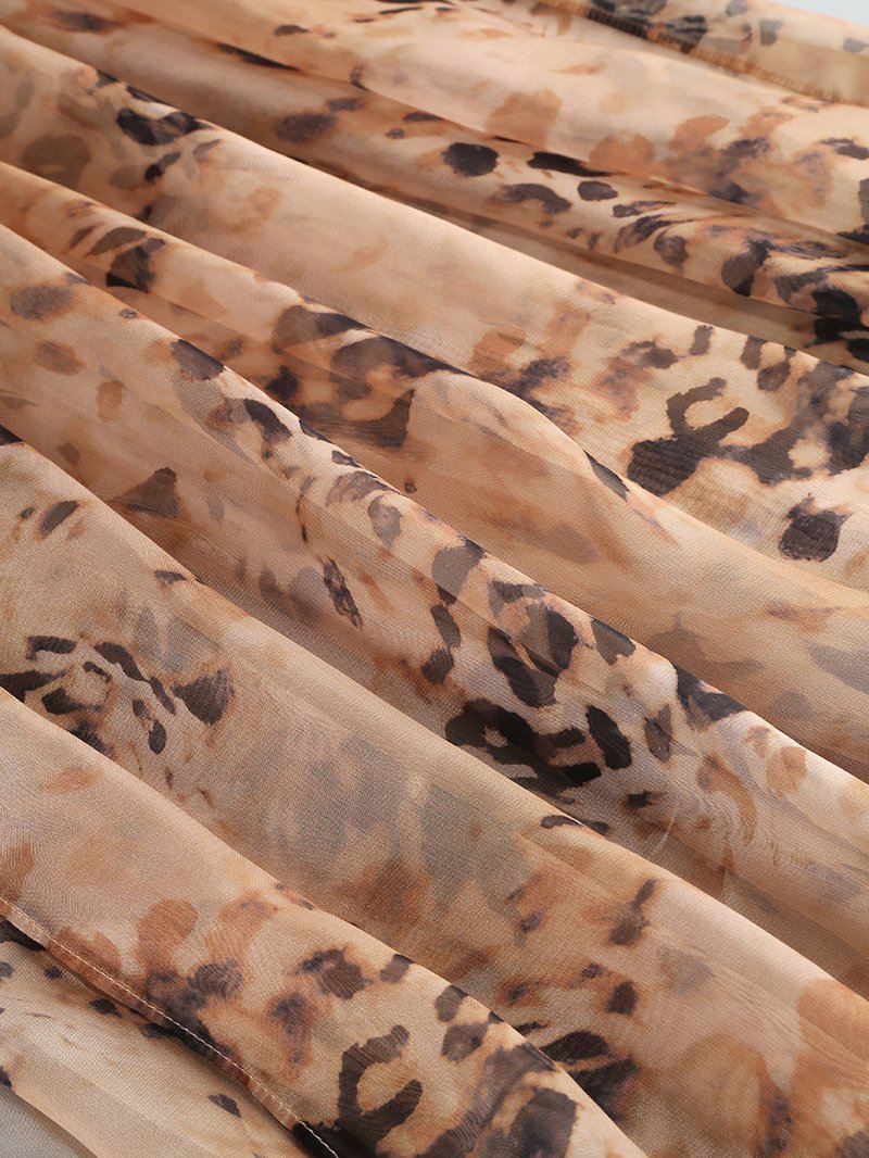 Strapless Leopard Print Maxi Dress H6674