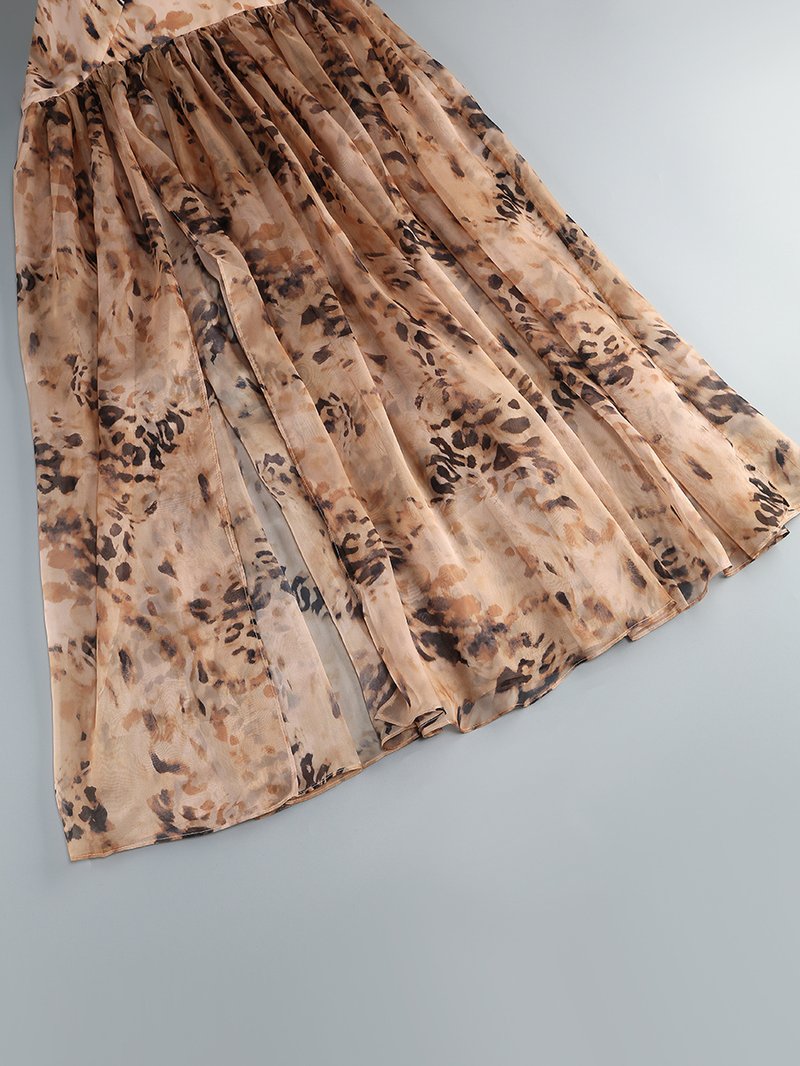 Strapless Leopard Print Maxi Dress H6674