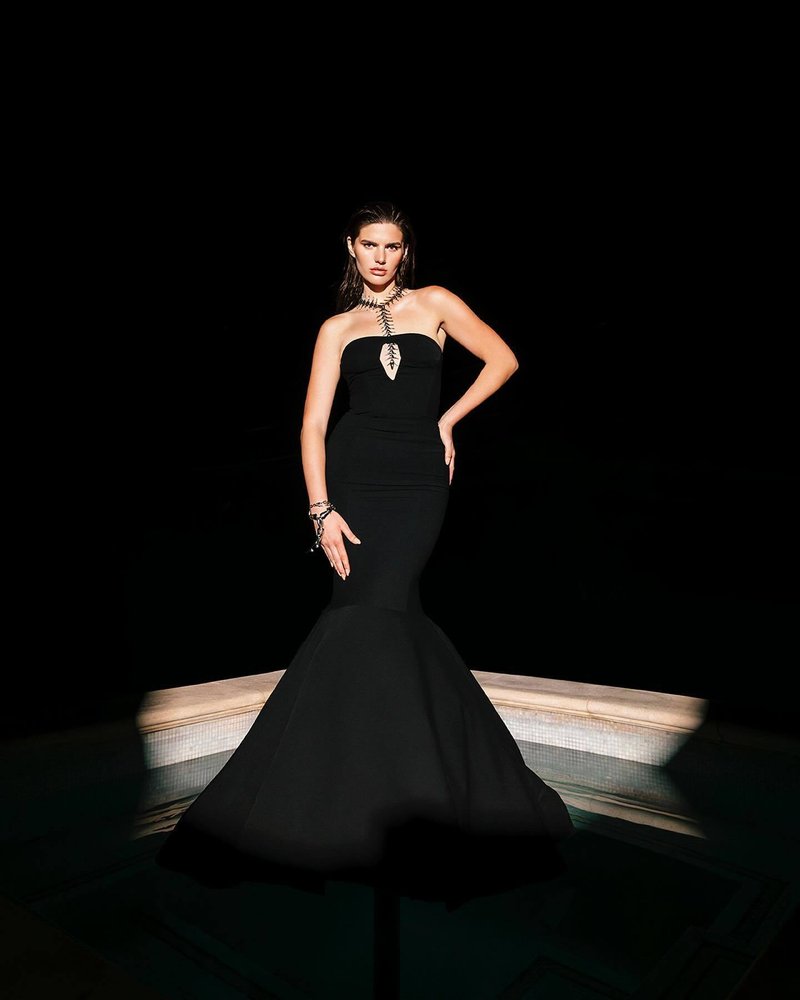 Strapless Mermaid Cutout Evening Gown H6656