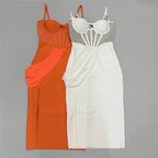 Strapless Mesh Panel Bodycon Dress H6455