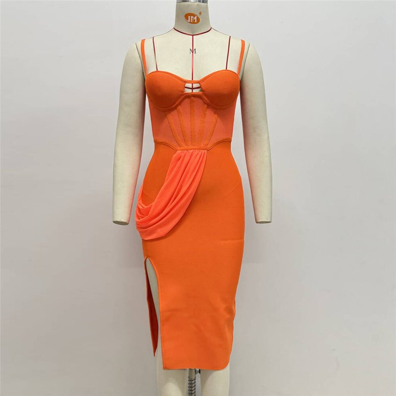 Strapless Mesh Panel Bodycon Dress H6455