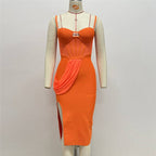 Strapless Mesh Panel Bodycon Dress H6455