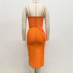 Strapless Mesh Panel Bodycon Dress H6455