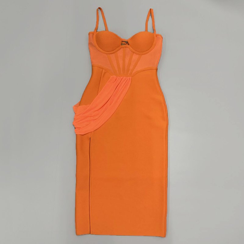 Strapless Mesh Panel Bodycon Dress H6455