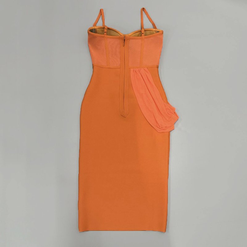 Strapless Mesh Panel Bodycon Dress H6455