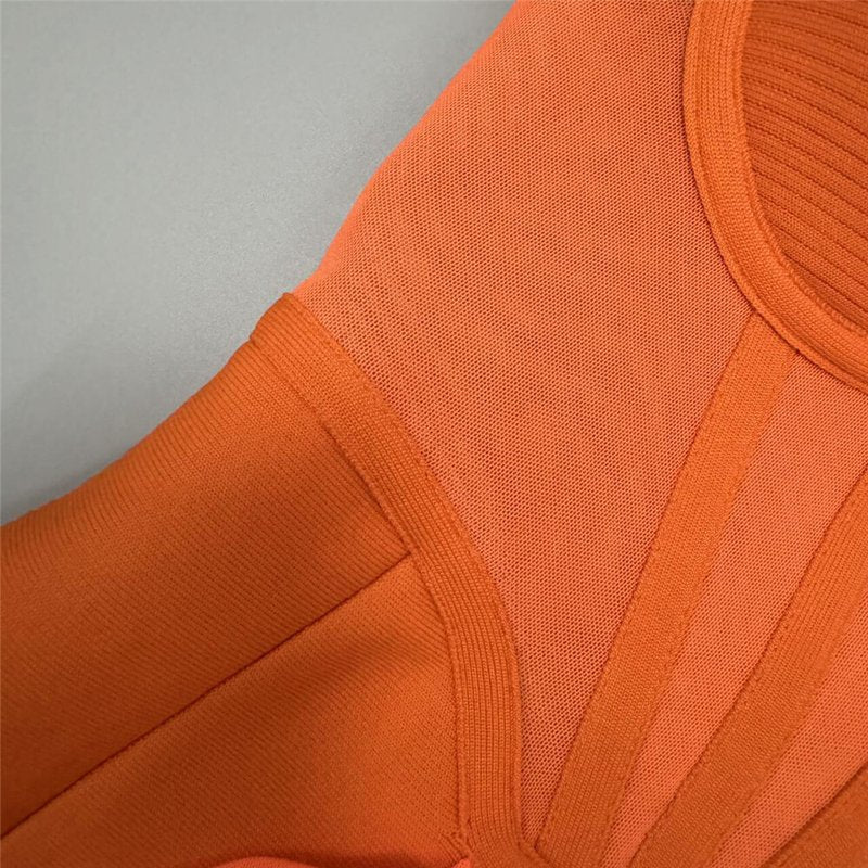 Strapless Mesh Panel Bodycon Dress H6455