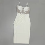 Strapless Mesh Panel Bodycon Dress H6455