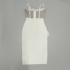 Strapless Mesh Panel Bodycon Dress H6455
