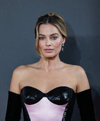 Strapless Ombre Satin Gown with Black Velvet Sleeves H6466