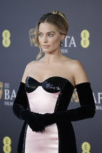 Strapless Ombre Satin Gown with Black Velvet Sleeves H6466