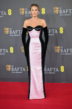 Strapless Ombre Satin Gown with Black Velvet Sleeves H6466