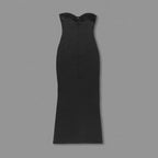 Strapless Ombre Satin Gown with Black Velvet Sleeves H6466