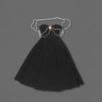 Strapless Pearl Chain Black Gown H7007
