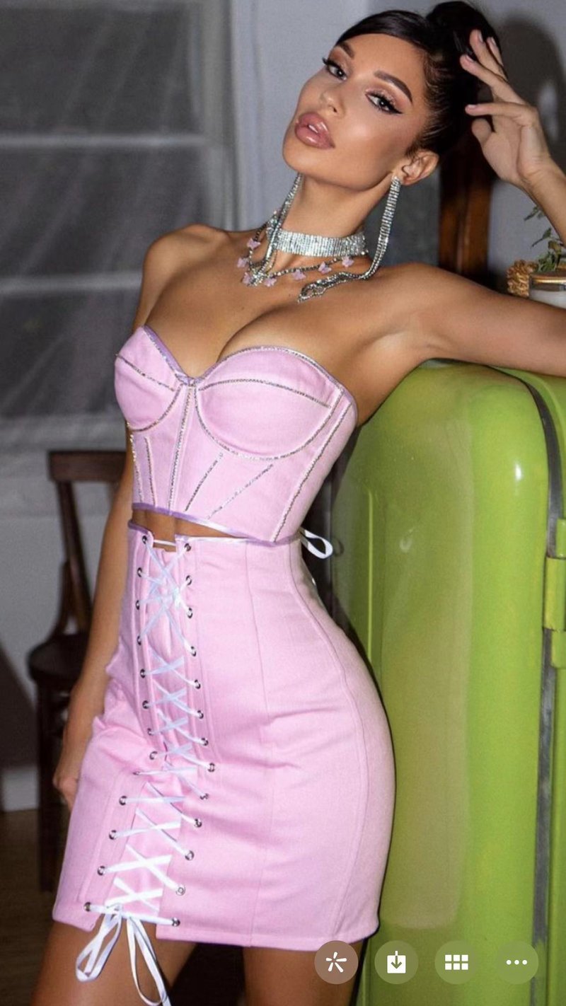 Strapless Pink Corset Mini Dress H5943