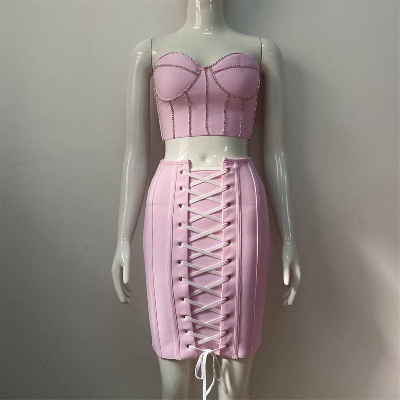 Strapless Pink Corset Mini Dress H5943