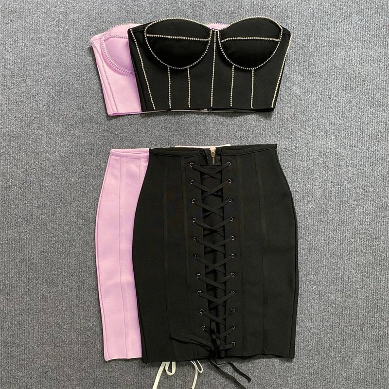 Strapless Pink Corset Mini Dress H5943