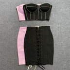 Strapless Pink Corset Mini Dress H5943