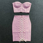Strapless Pink Corset Mini Dress H5943