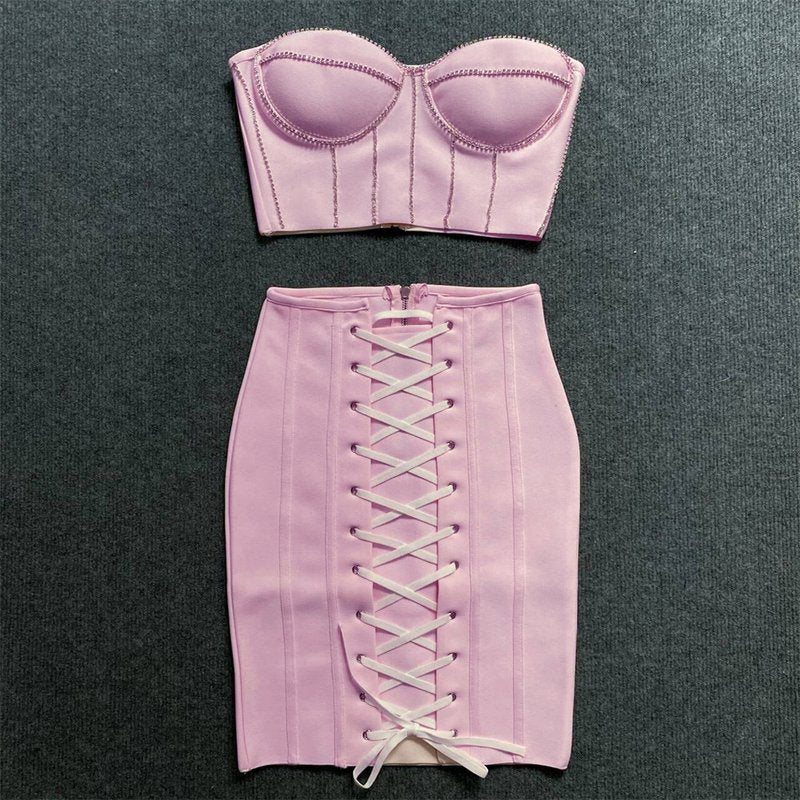 Strapless Pink Corset Mini Dress H5943