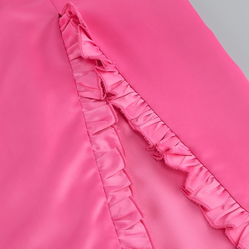 Strapless Pink Floral Cutout Midi Dress H6057