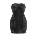 Strapless Pinstripe Bandage Mini Dress H6595