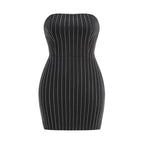 Strapless Pinstripe Bandage Mini Dress H6595