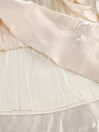 Strapless Pleated Satin Gown with Draped Ribbon H7104