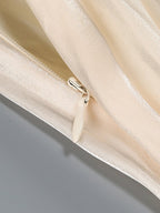 Strapless Pleated Satin Gown with Draped Ribbon H7104