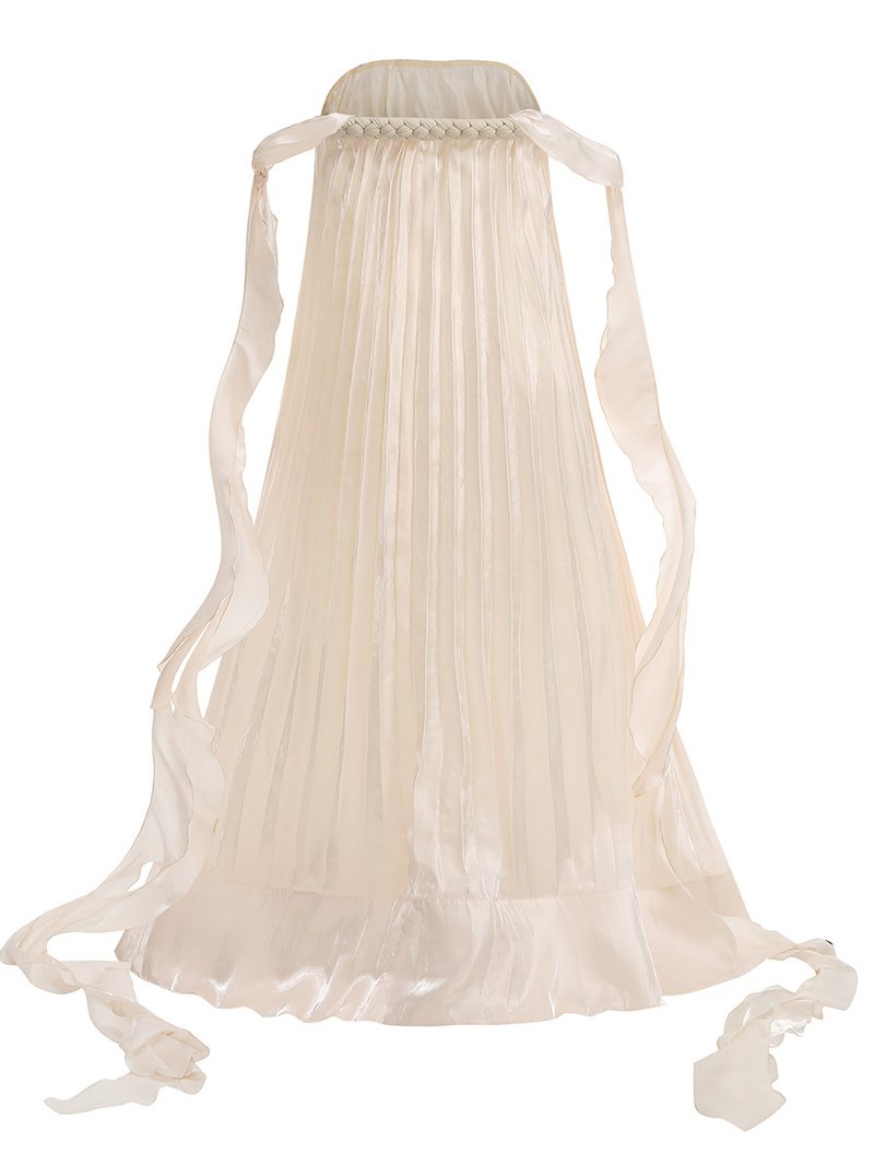Strapless Pleated Satin Gown with Flowing Ribbon H7104