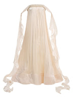 Strapless Pleated Satin Gown with Flowing Ribbon H7104