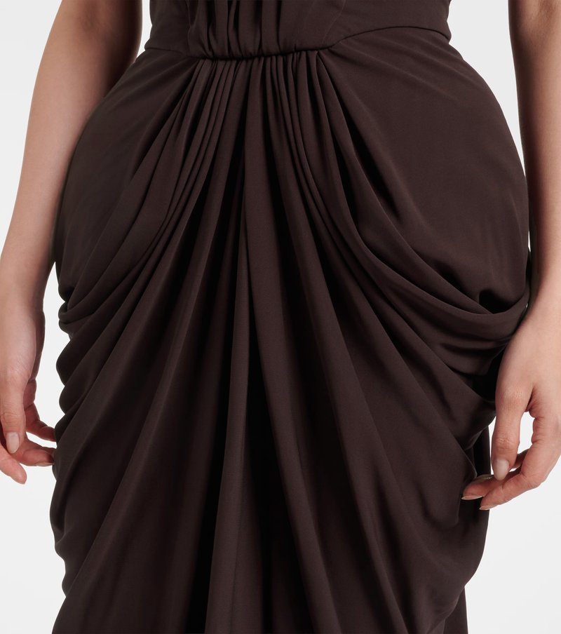 Strapless Pleated Satin Maxi Dress H7129