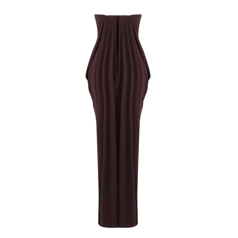 Strapless Pleated Satin Maxi Dress H7129