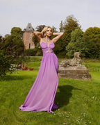 Strapless Purple Cutout Maxi Dress H5990