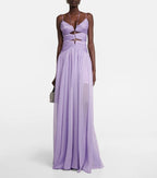 Strapless Purple Cutout Maxi Dress H5990