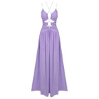 Strapless Purple Cutout Maxi Dress H5990