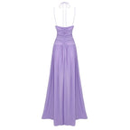 Strapless Purple Cutout Maxi Dress H5990