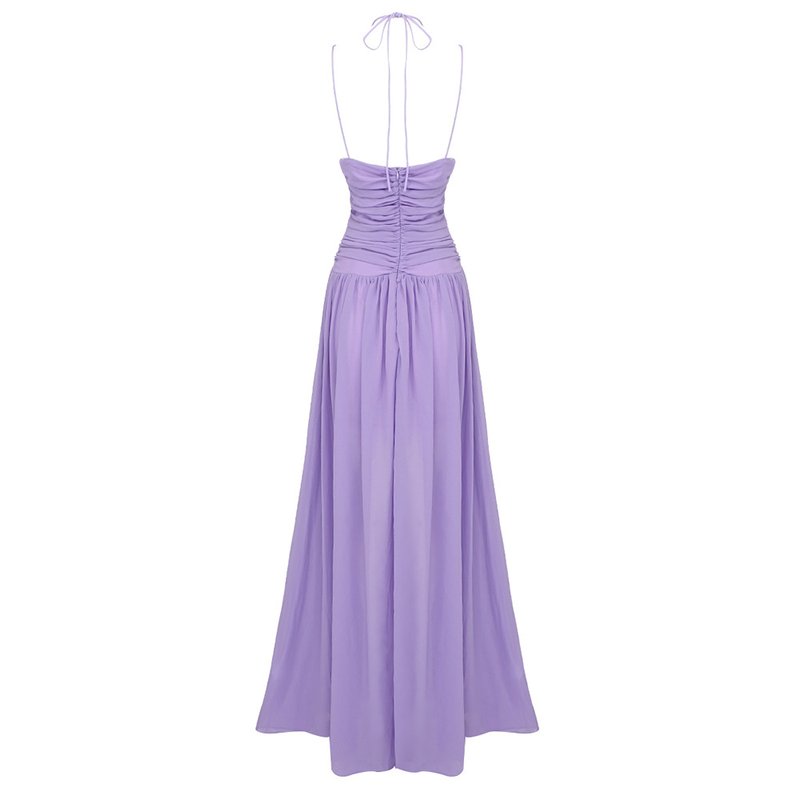 Strapless Purple Cutout Maxi Dress H5990