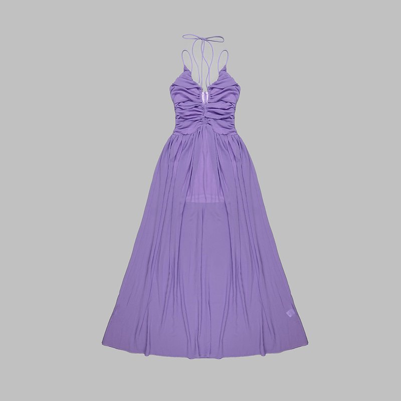 Strapless Purple Cutout Maxi Dress H5990