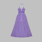 Strapless Purple Cutout Maxi Dress H5990