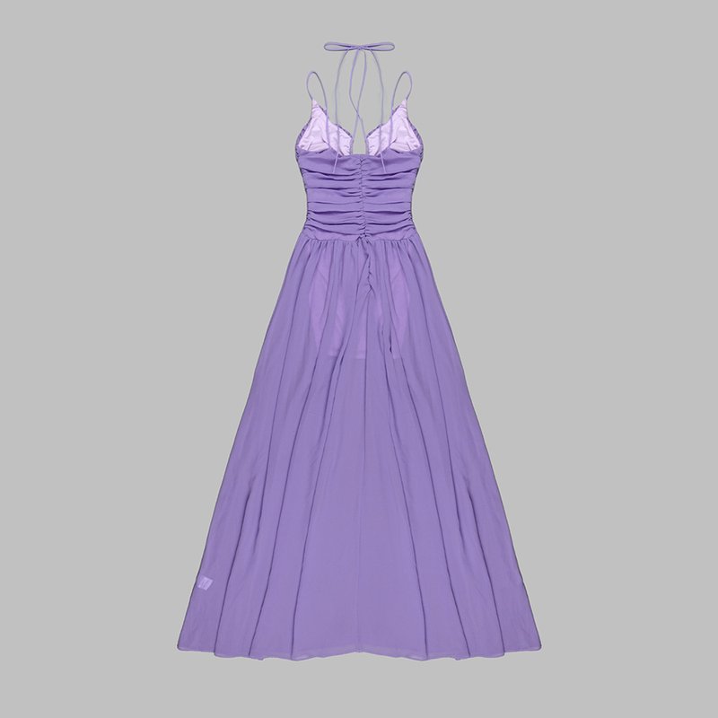 Strapless Purple Cutout Maxi Dress H5990