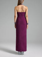 Strapless Purple Gown with Crystal Trim H6677