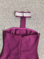 Strapless Purple Gown with Crystal Trim H6677