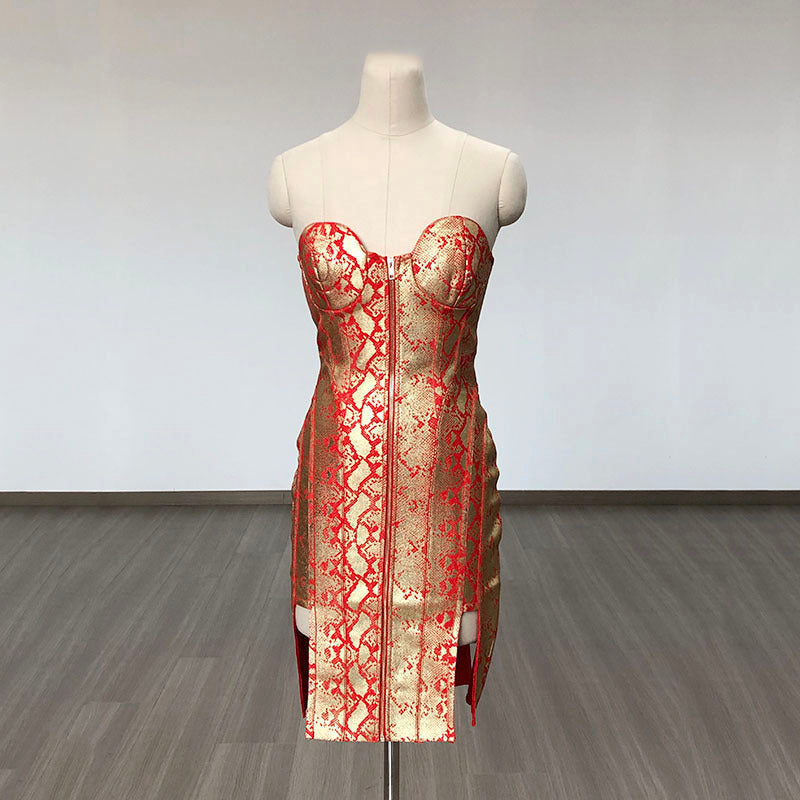 Strapless Red Corset Bandage Dress H6079