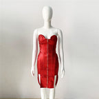 Strapless Red Corset Bandage Dress H6079